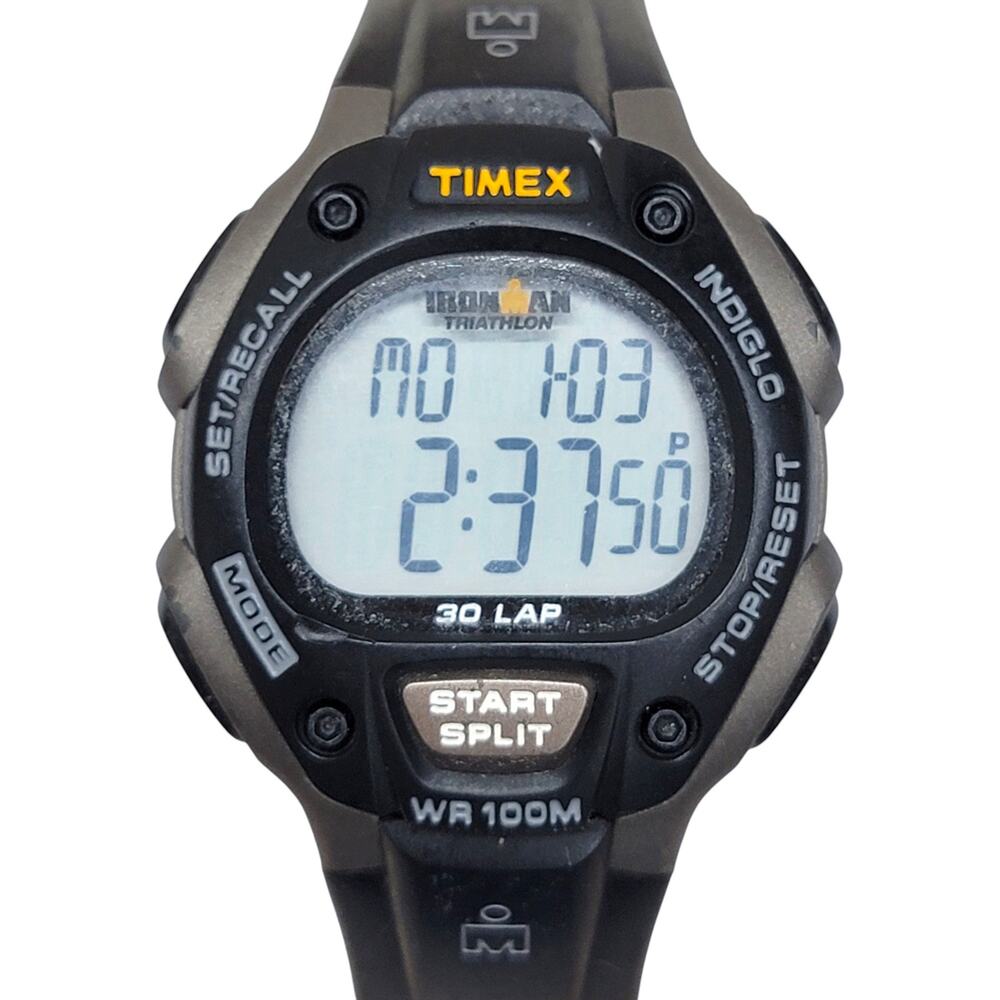 Timex Ironman Triathlon 30 Lap Watch Black Gray Indiglo WR 100M New Battery